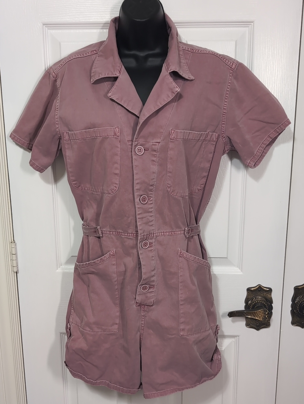 Pistola Parker Short Sleeve Utility Romper Pink Size Medium